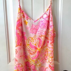 New Lilly Pulitzer Silk Tank Top, Multi-print, Pink Yellow, Size M camisole